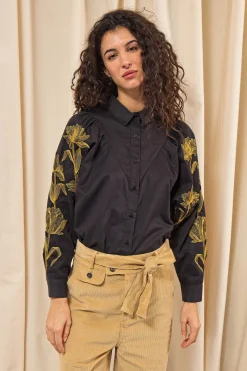 Chemise Donata Flores Noir
