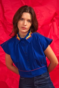 Chemise Florencia Llamas Bleu Saphir