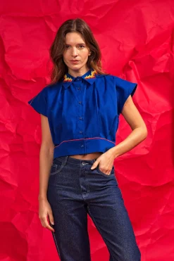 Chemise Florencia Llamas Bleu Saphir