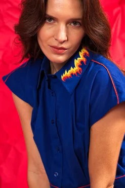 Chemise Florencia Llamas Bleu Saphir