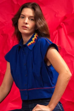 Chemise Florencia Llamas Bleu Saphir