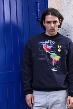 Sweatshirt Angelo Planisferio Bleu Marine
