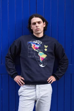 Sweatshirt Angelo Planisferio Bleu Marine