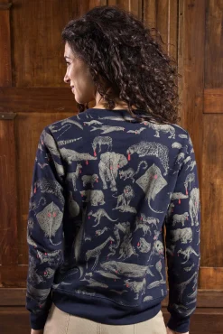 Sweatshirt Macarron Animales Bleu Marine