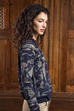 Sweatshirt Macarron Animales Bleu Marine