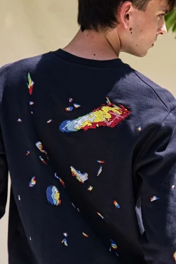 Sweatshirt Macarron DifraccionBleu Marine