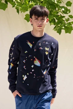 Sweatshirt Macarron DifraccionBleu Marine