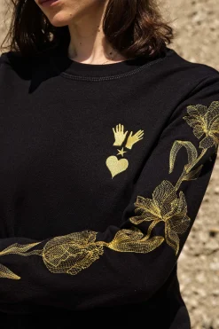 Sweatshirt Macarron Flores Noir