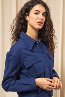 Veste Boutonnée Dione Bleu Acier