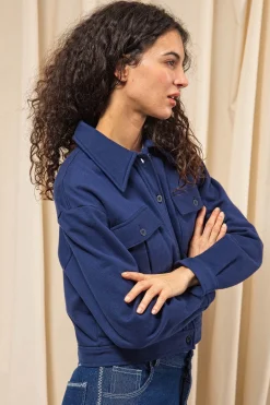 Veste Boutonnée Dione Bleu Acier