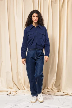 Veste Boutonnée Dione Bleu Acier