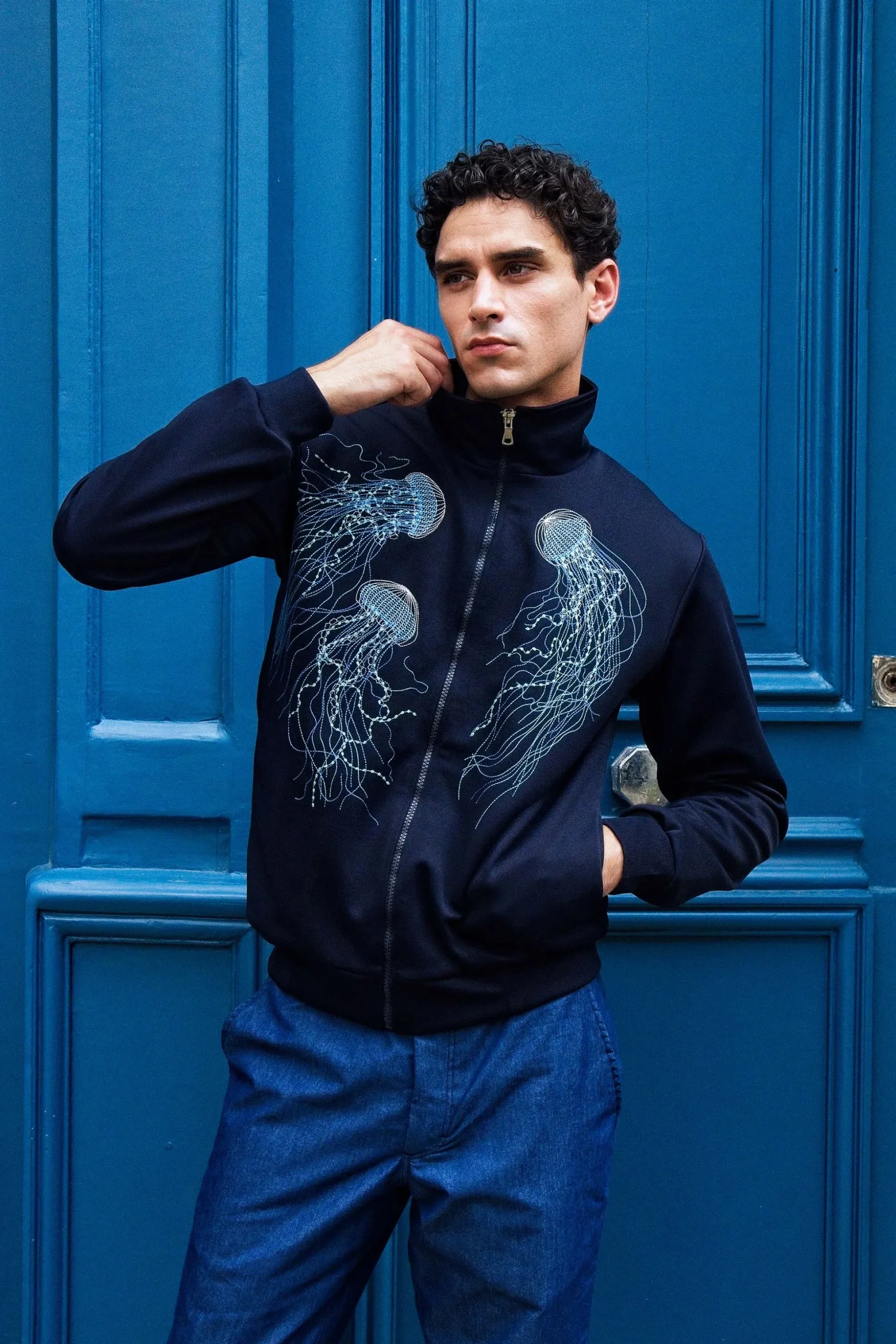 Veste de Sport Clasica Medusas Bleu Marine